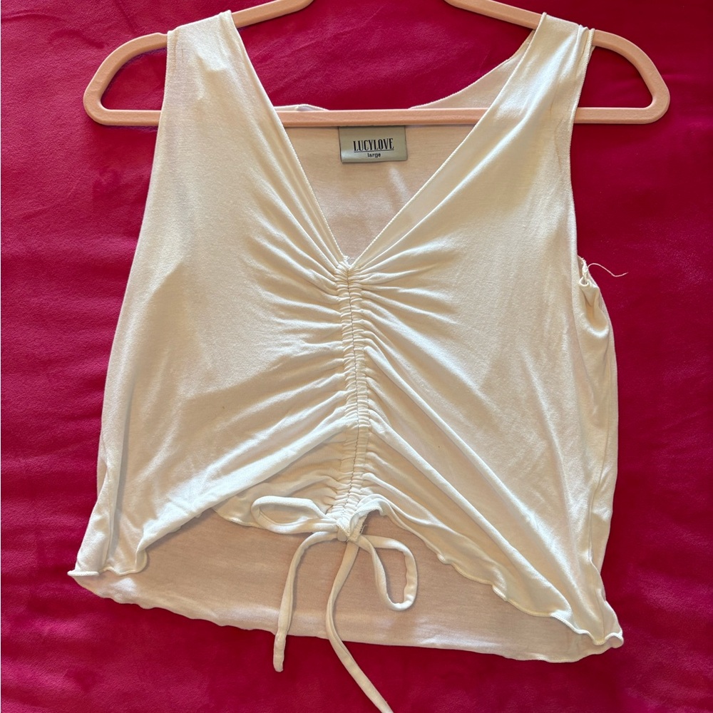 Lucy Love Cream Ruched Tank Top